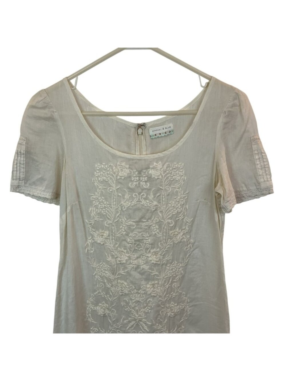Kimchi & Blue Ivory Embroidered Short-Sleeve Mini Dress  Delicate XXS - Picture 3 of 7